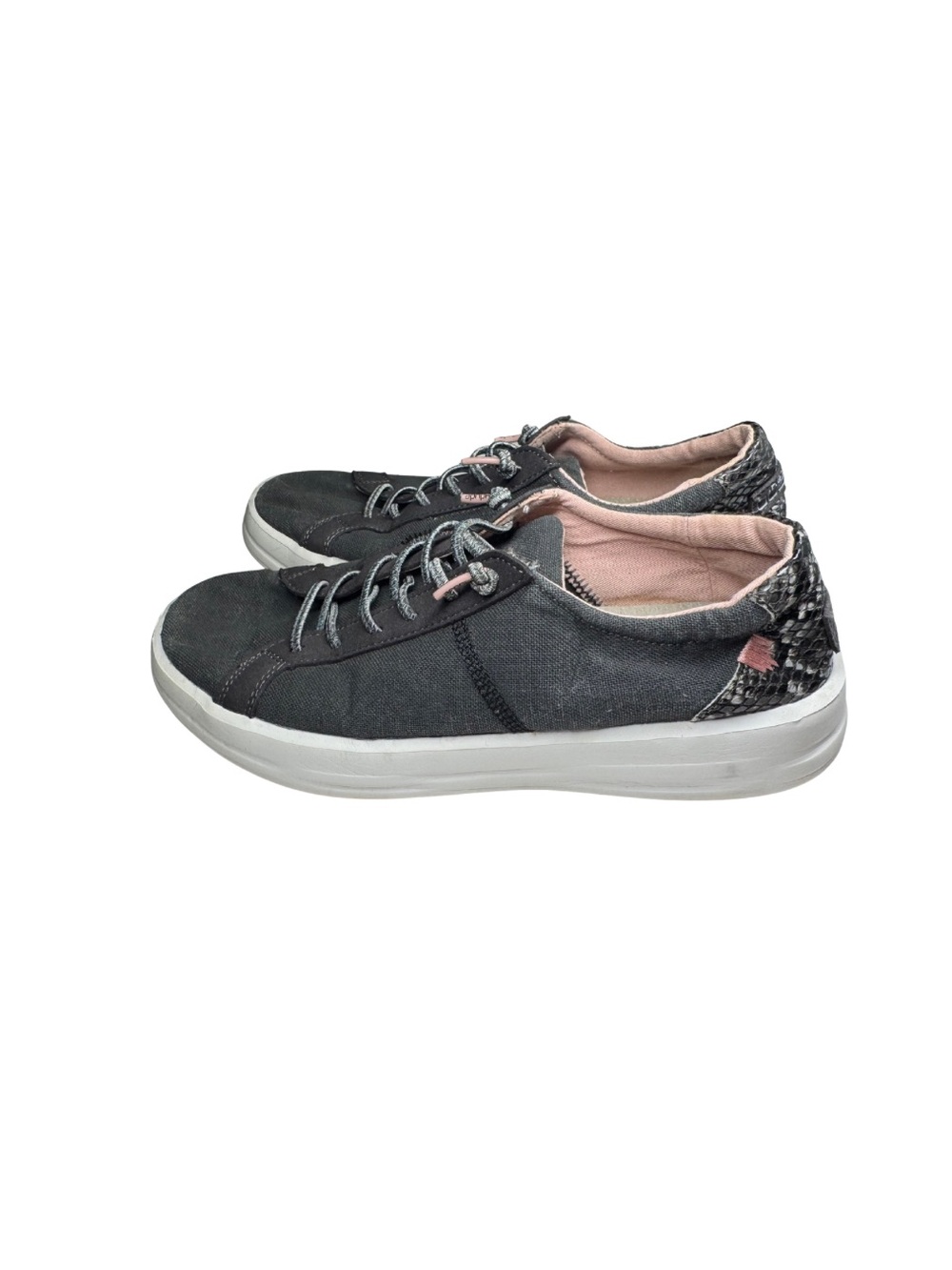 Hey Dude Karina Women's 8 Charcoal Canvas Sneakers Pink casual comfort slip on